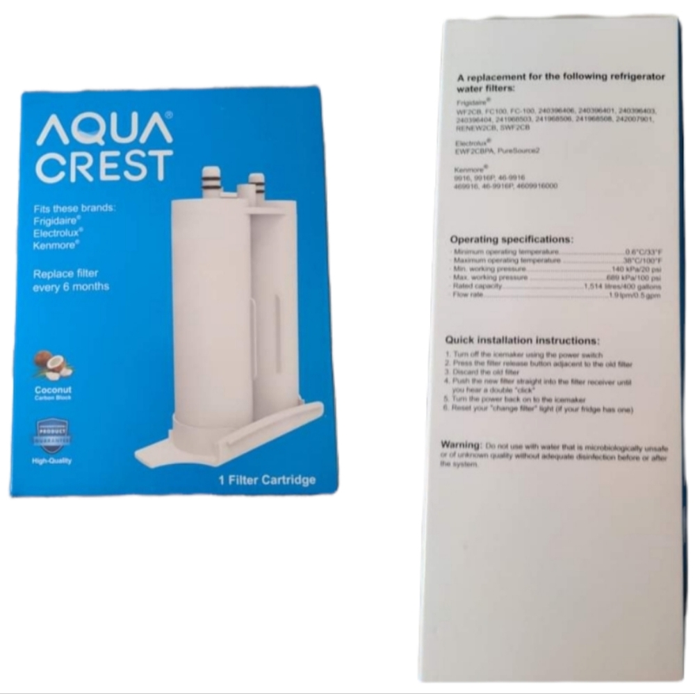 AQUA CREST Frigidaire Electrolux Kenmore Refrigerator Water Filter  WF2CB 9916